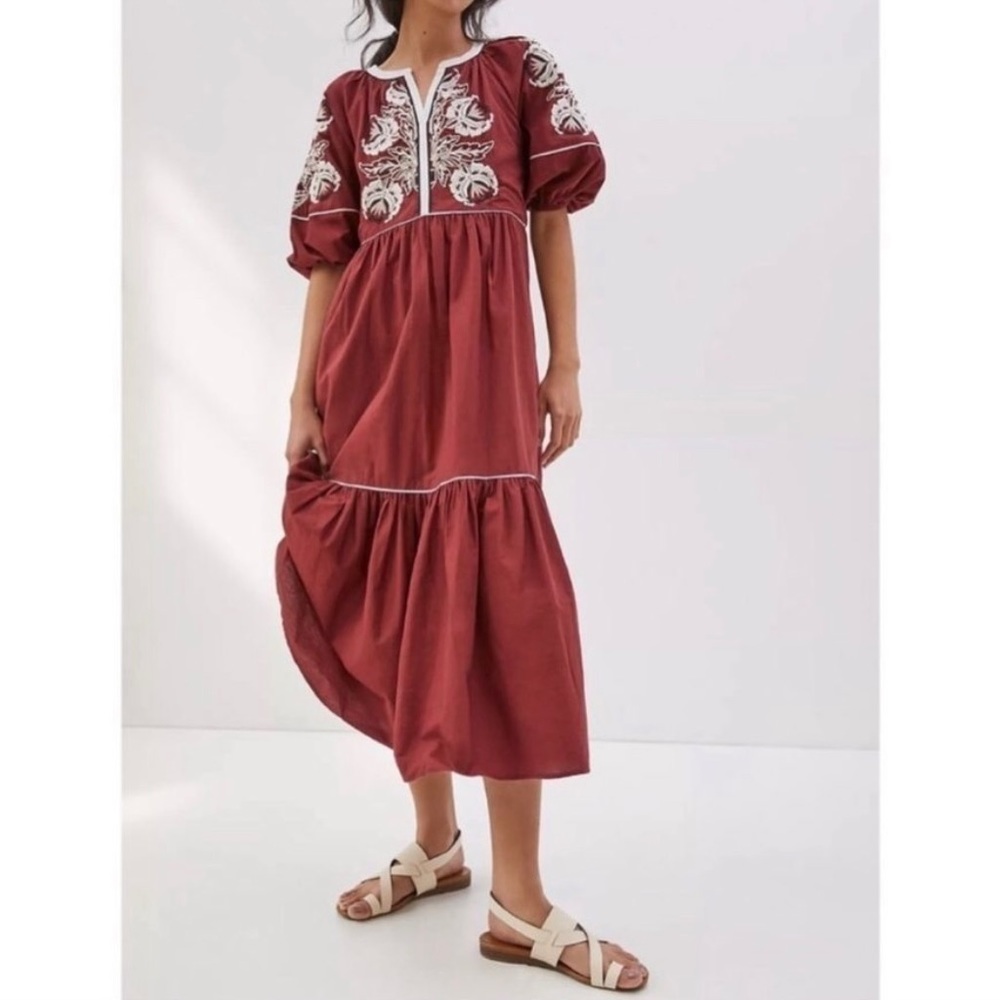 Anthropologie Gretel Embroidered Maxi Dress. Size Medium.